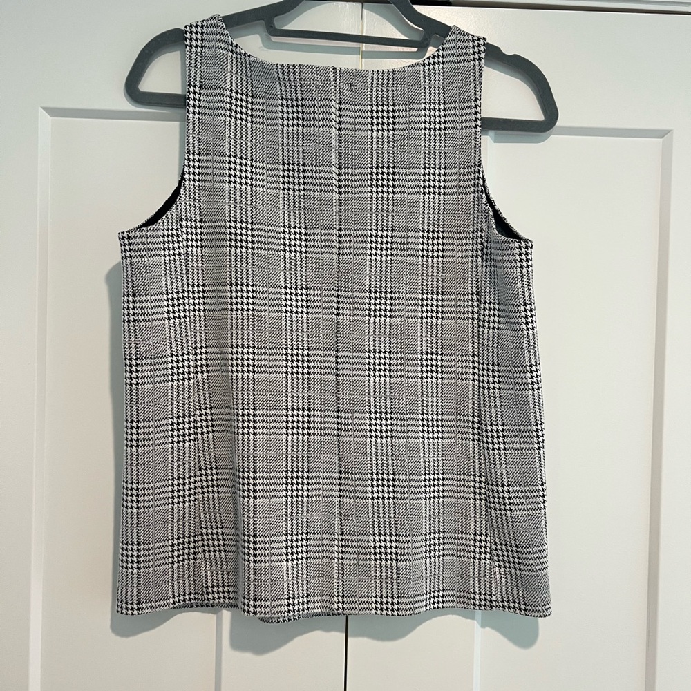 Ann Taylor Black and White Plaid Top